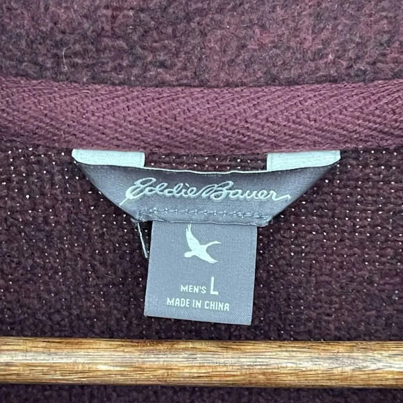 Eddie Bauer Fast Fleece Sweater Size L 1/4 Zip Red Outdoor Pullover - Picture 4 of 6